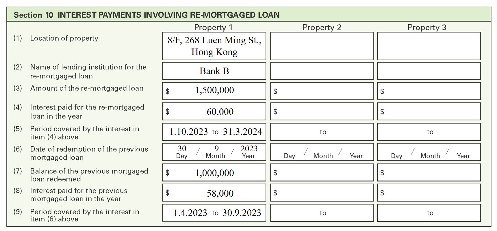 Part 8 of the Tax Return should be completed as follows