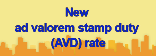 New ad valorem stamp duty (AVD) rate