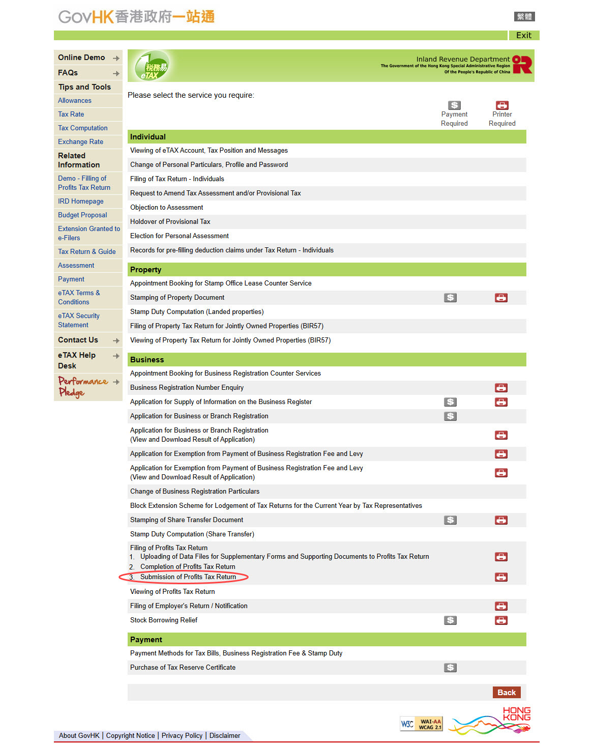 select-the-submission-of-profits-tax-return-service-from-the-etax