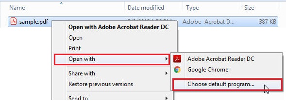 Default Adobe Acrobat Reader Step 1