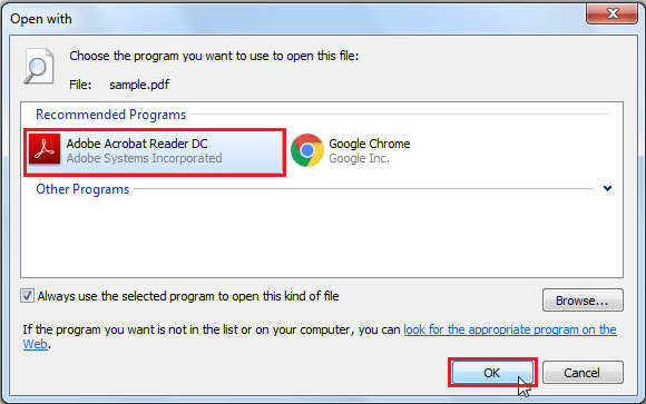 how to make acrobat reader default in outlook