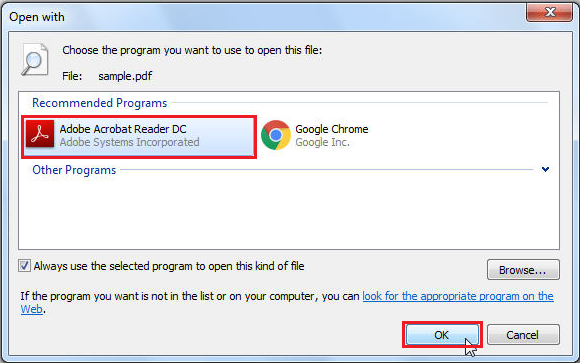 Default Adobe Acrobat Reader Step 2