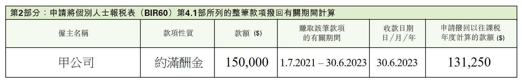 附录第 2 部分的填写方法