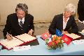 Mr Tsang and Mrs Lagarde sign an agreement for the avoidance of double taxation and the prevention of fiscal evasion with respect to taxes on income and on capital between Hong Kong and France.